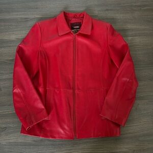 Vintage Reed Sportswear 100% Genuine Leather Red Jacket Coat